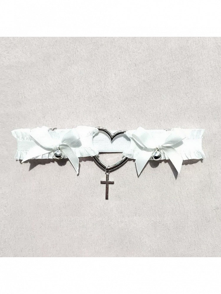 2 Colors Gothic Heart Cross Leg Garter with Bow Decoration - Mr. Cat