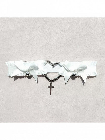 2 Colors Gothic Heart Cross Leg Garter with Bow Decoration - Mr. Cat