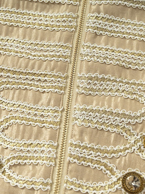 Golden Jacquard Cami Dress with Sequin Accents - NO ROMANCE