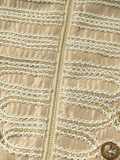 Golden Jacquard Cami Dress with Sequin Accents - NO ROMANCE
