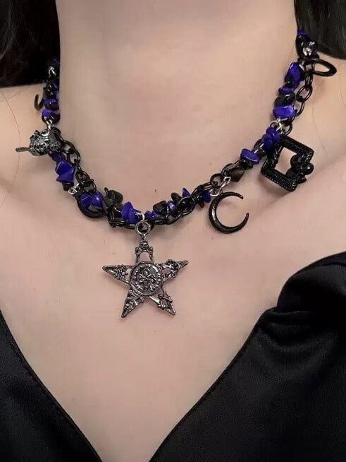 Punk Star Pendant Chain Necklace - Kiwi Store