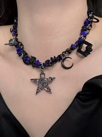 Punk Star Pendant Chain Necklace - Kiwi Store