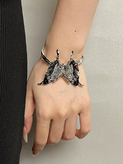Black Blue Rhinestone Butterfly Bracelet