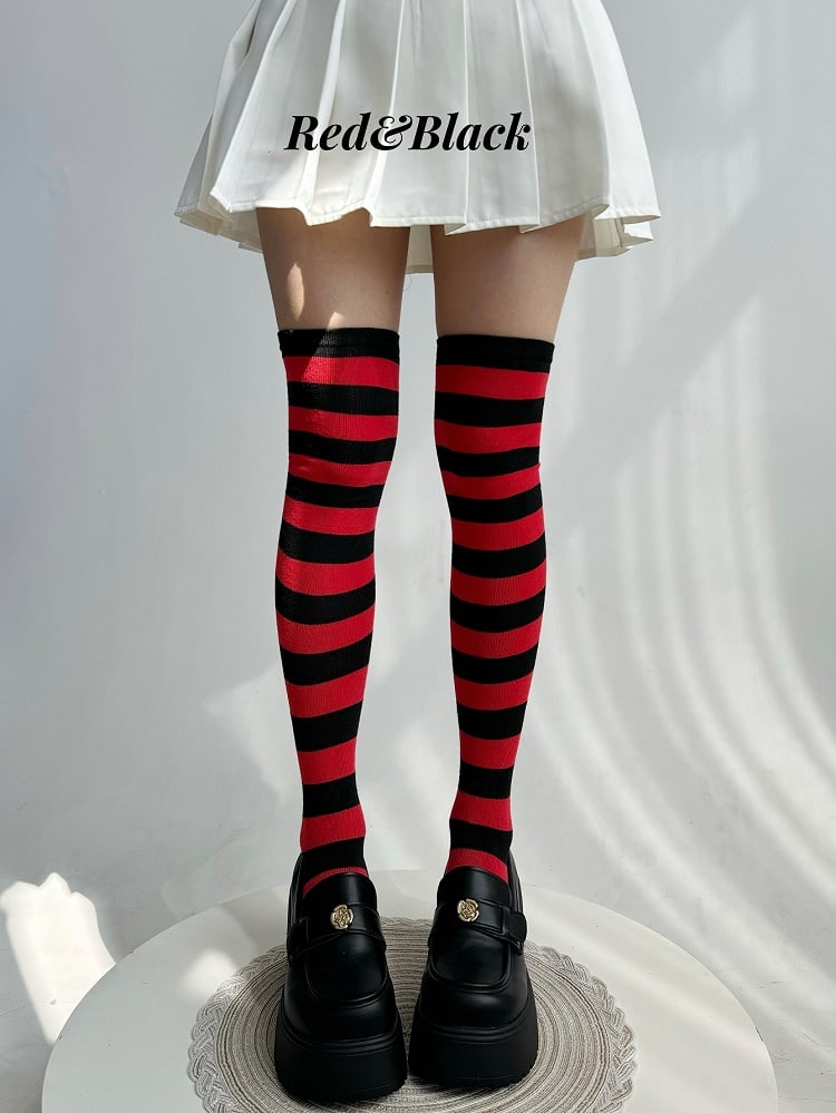ストライプ柄ロリータオーバーニーストッキング