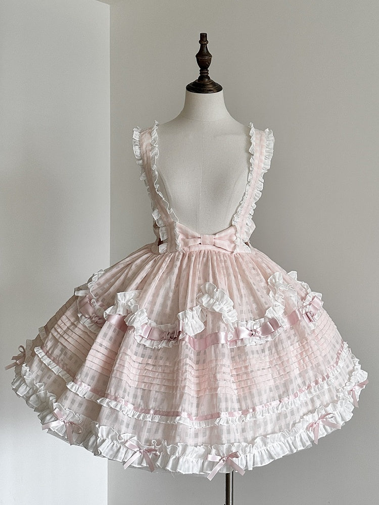 Rose Checkered Multi-Tier Bow Lolita Jumperdress