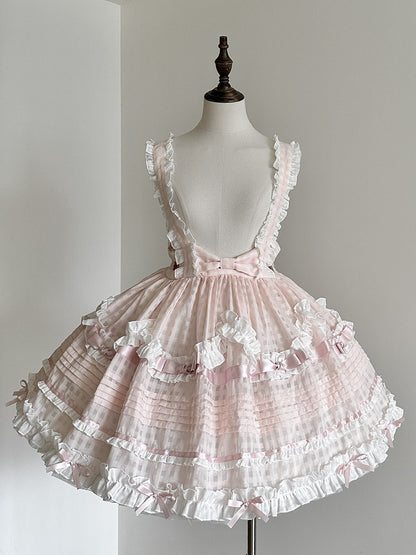 Rose Checkered Multi-Tier Bow Lolita Jumperdress