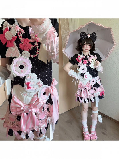 Heart Sash with Bow Details in Pink and White - sedef