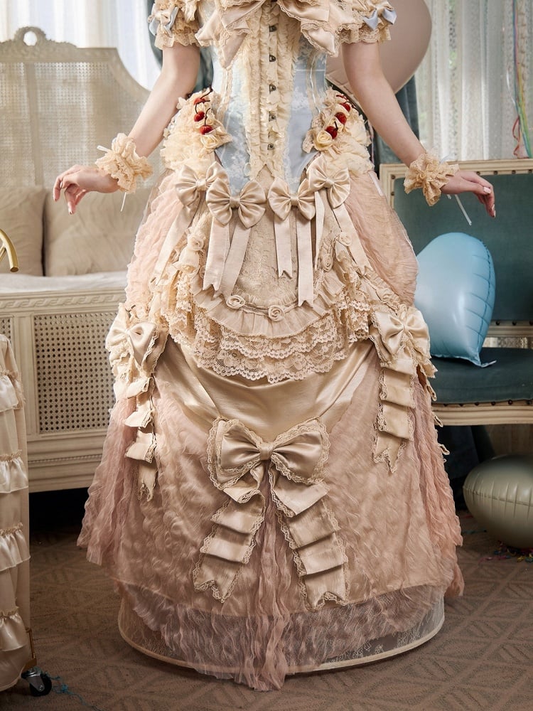 Vintage Apricot Lace Boned Bustle Petticoat - Blood Supply