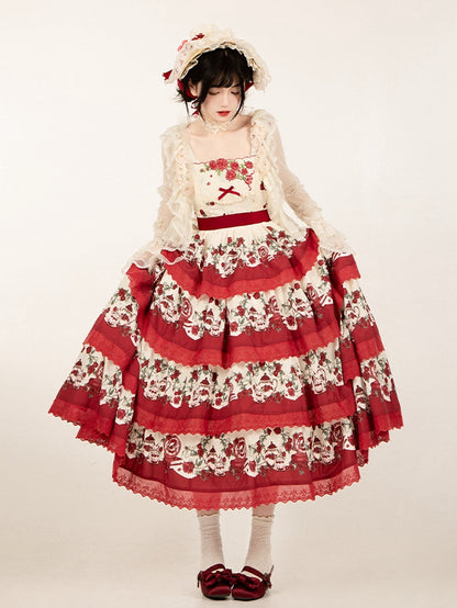 Sheer Tulle Top Long Flounce Sleeves Beige Dotted Trimming