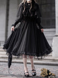 Dot All-Black Dress Cape Kuro Lolita with Dark Elegant Design Tulle