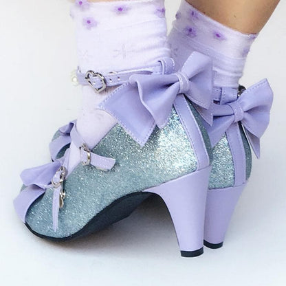 Bow SP168016 Mermaid Shoes Blingbling Blue Custom Made