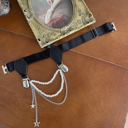 Leg with strands Black/White and Star-shaped charms Beaded Loop