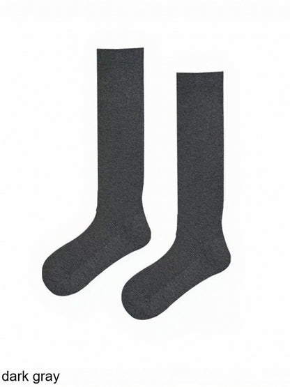 Solid Ribbed Calf Socks - ModaSwings
