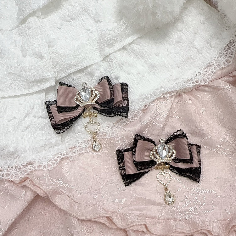 Rhinestone Clip 11 Crown Colors Kei Hair Bow Jirai