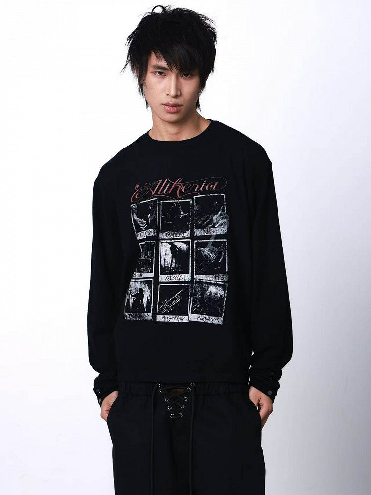 Punk Genderless Black Knit Sweater Portrait Print