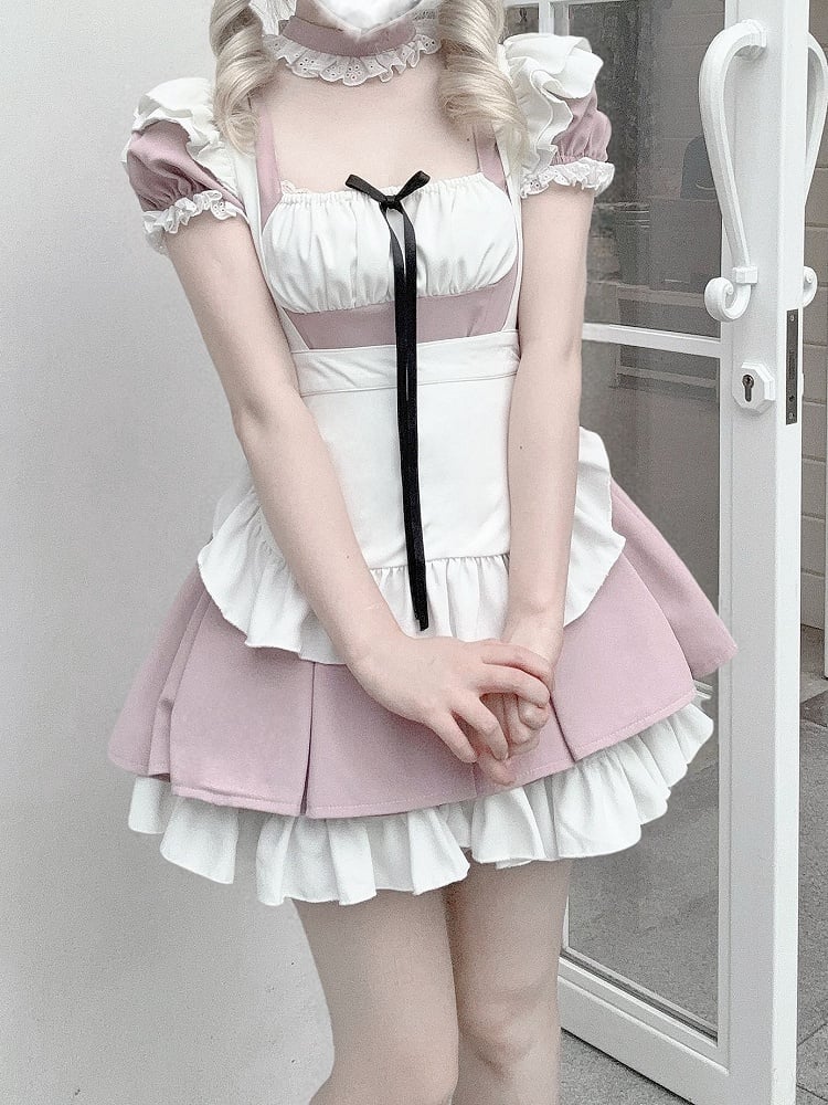 Pleats Set: Dress Style Dusty Pink Maid Kei Jirai Box