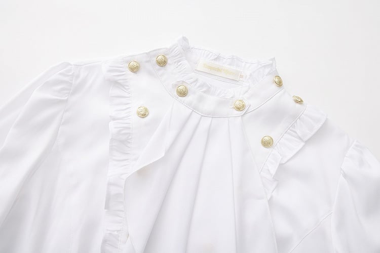 Ouji Aristocrat Lolita Jabot-Hemd im Ritterstil mit weißem Kragen