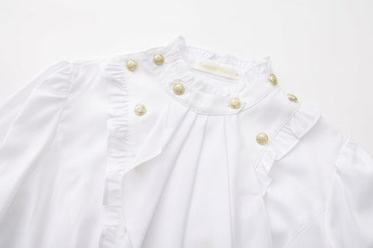 Ouji Aristocrat Lolita Jabot-Hemd im Ritterstil mit weißem Kragen