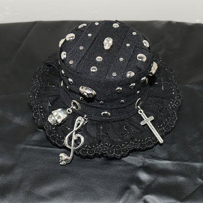 Punk Skeleton Mini Black And Hat Cross Note Musical Charm