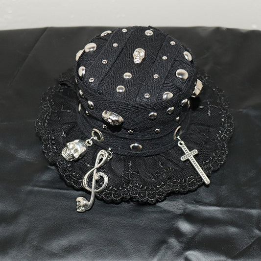 パンクスケルトンミニブラック＆ハットクロスノートミュージカルチャーム