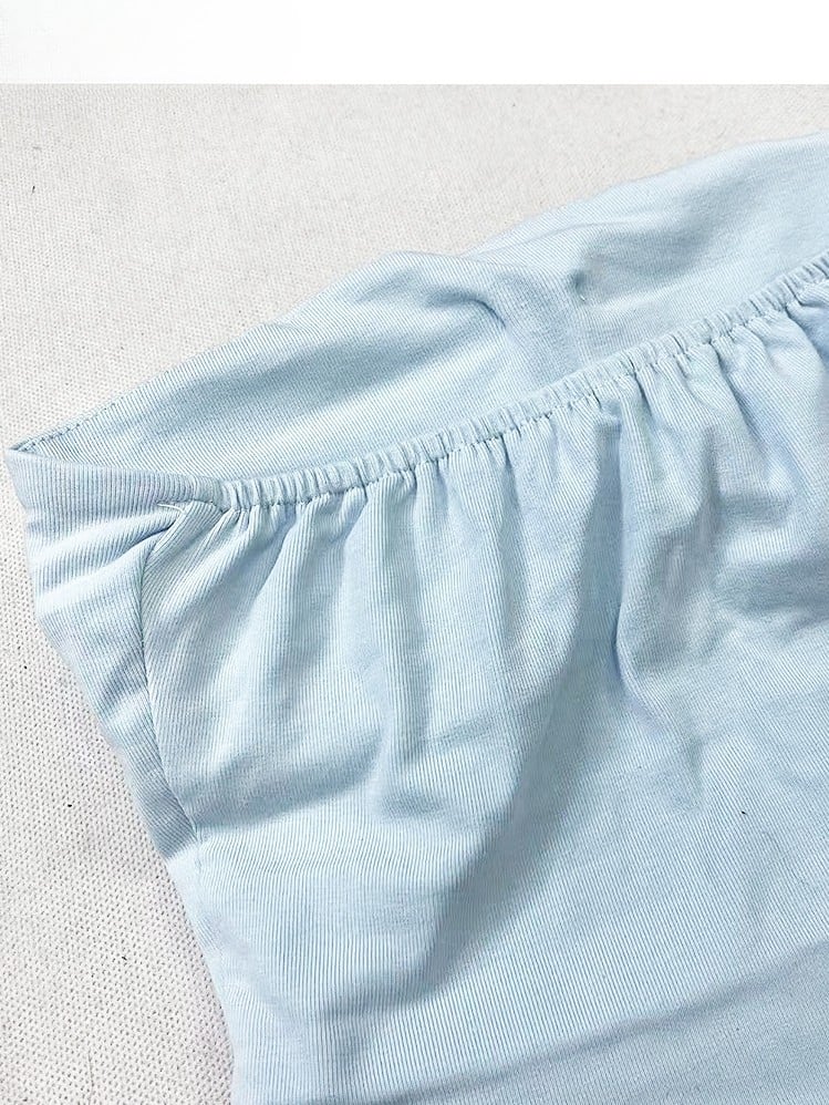 トップヘムチューブラインストーン装飾文字グラマラスY2Kブルーアシンメトリー