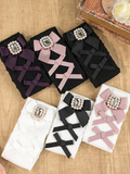 with Square 6 Jirai Rhinestone Socks Decoration Bow Calf Kei Colors