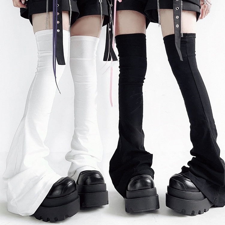 White Warmers Over-the-Knee / Flared Leg Black