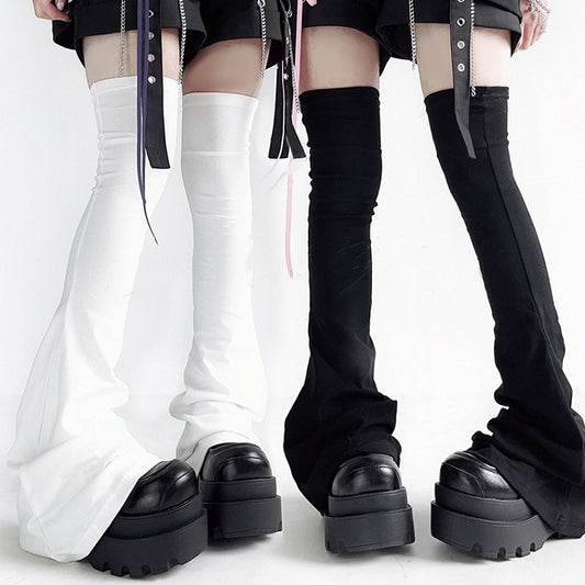 White Warmers Over-the-Knee / Flared Leg Black