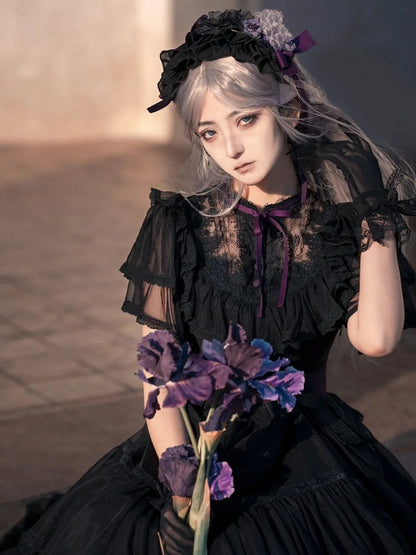 Design Hairband / Floral Black Beige