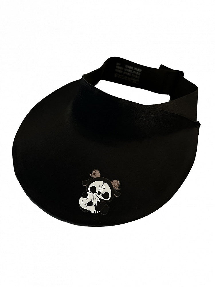 Protection Hat and Reaper Black Grim With Gothic White Print Sun