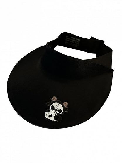 Protection Hat and Reaper Black Grim With Gothic White Print Sun