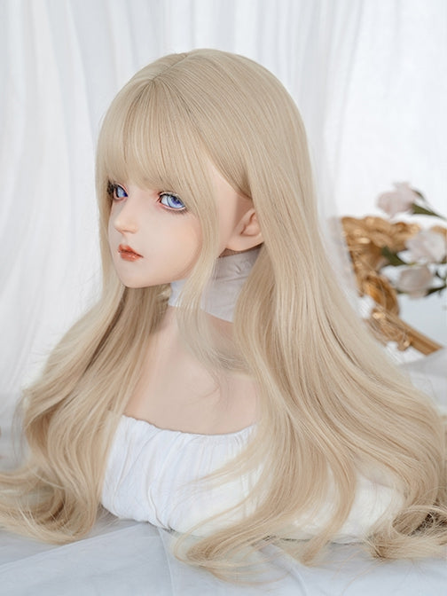 Wig Bangs Length Blonde Air With 60CM Wavy