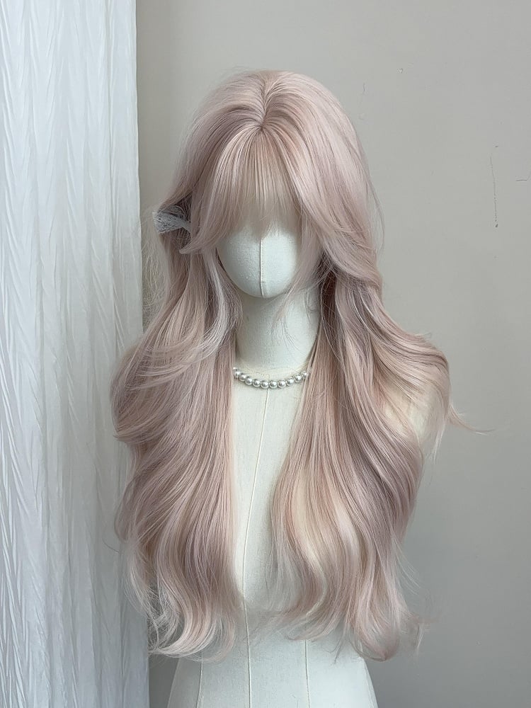 Wavy Pink Dusty with Bangs Full 65CM Wig