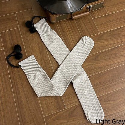 Colors Pom-Pom 6 Knit Slimming Stockings with Cable Decorations Warm