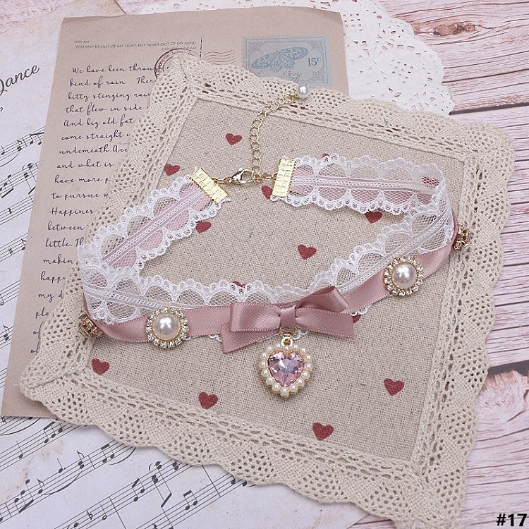 Options Bowknot Color Charm Heart Jirai Lace Kei 18 Choker