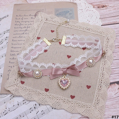 Options Bowknot Color Charm Heart Jirai Lace Kei 18 Choker