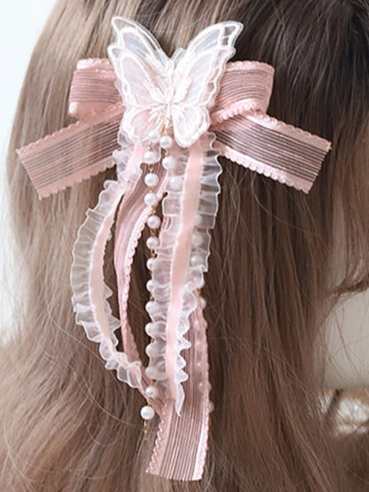 Pink Bow 3 Options Sweet Hairclip Lolita Butterfly