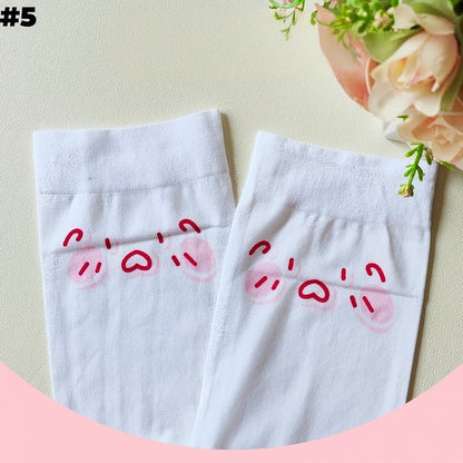 Weiße süße Overknee-Strümpfe