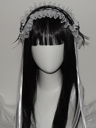 レース、ドット柄、蝶結びトリム、ハイバンド柄、ブラック/ブラックホワイトの詳細