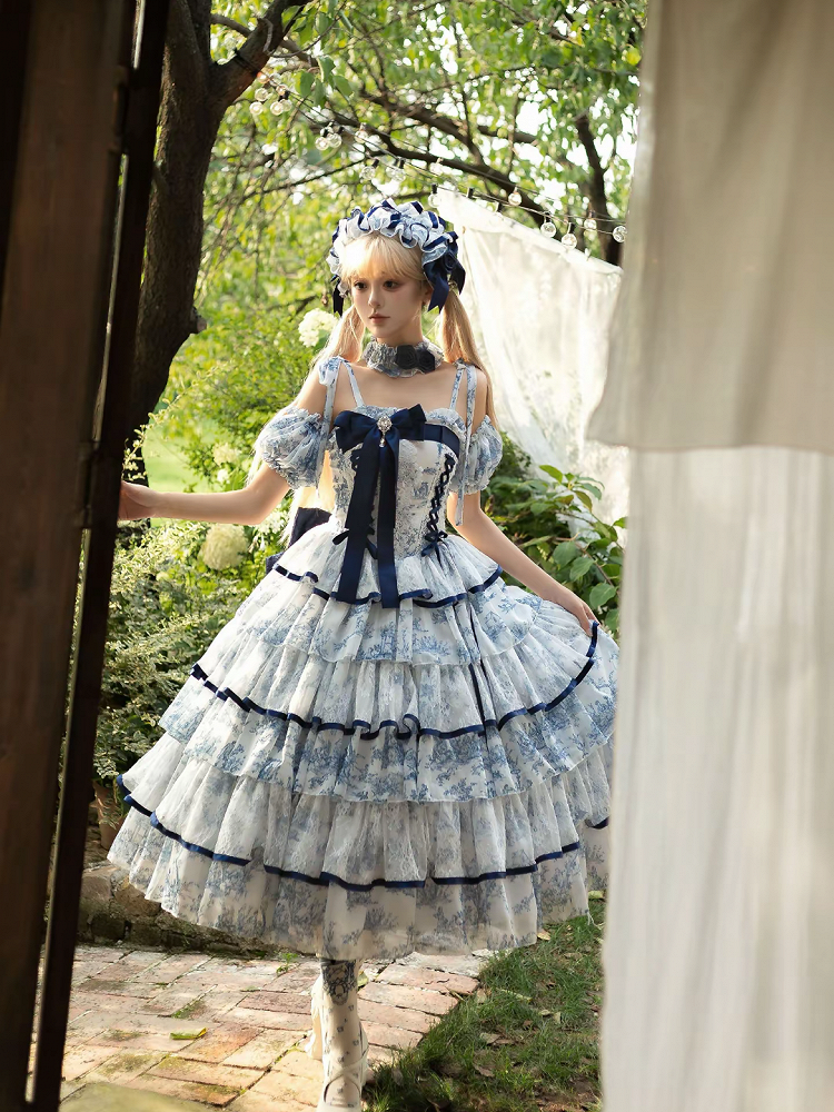 Rose Lolita Dark Choker Blue