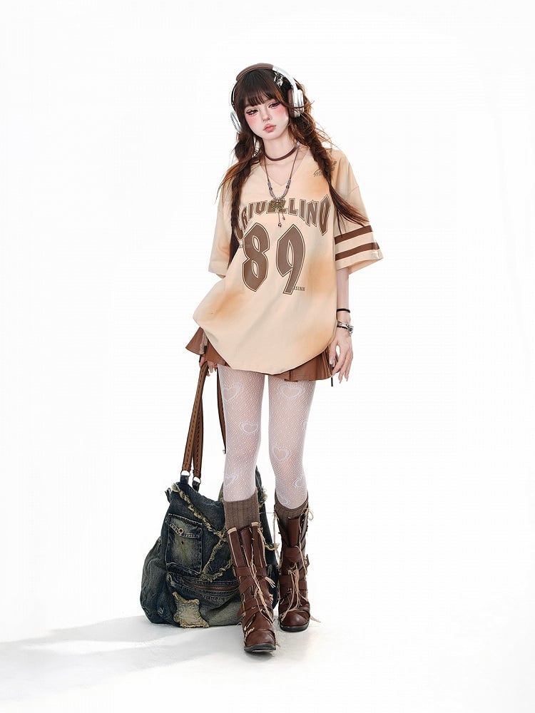 Brown High Waist Box Pleat Mini Skirt