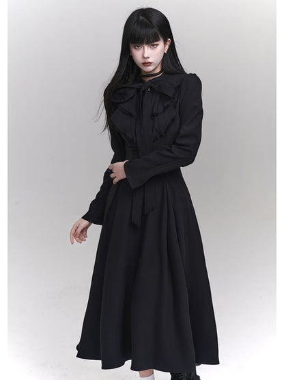 Gothic Black Jablt Collar High Waist Dress