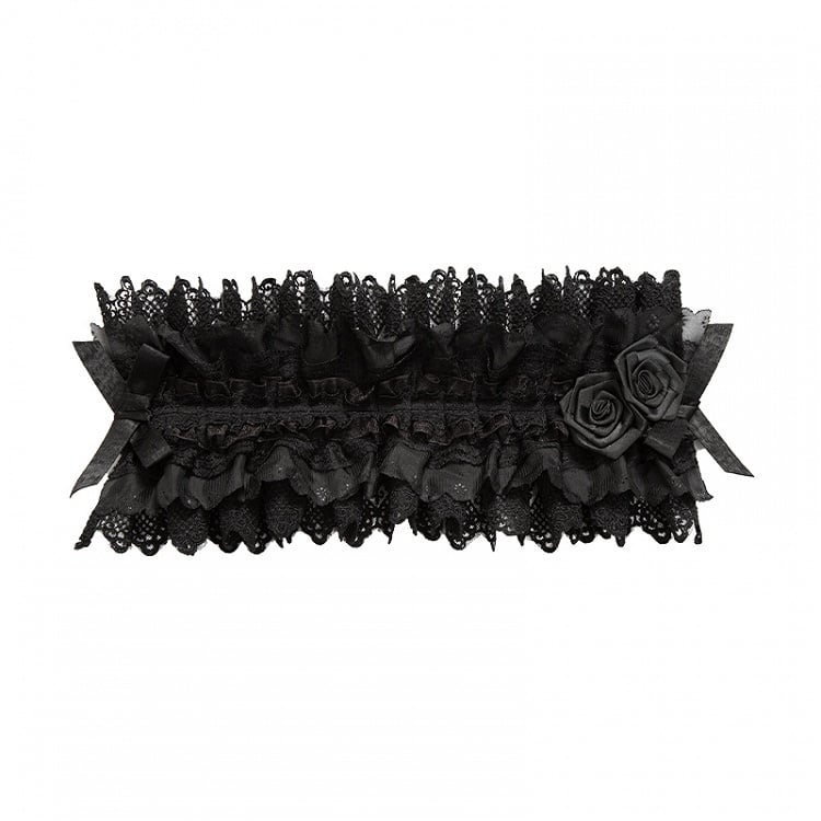 Schwarzes Haarband Rosen