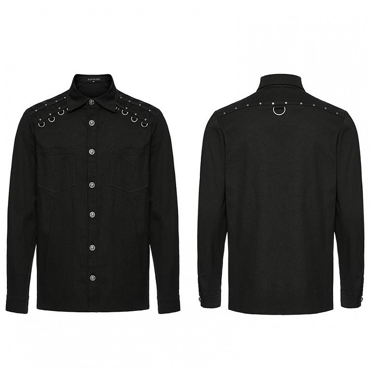 Shirt Punk Men's Black Handsome