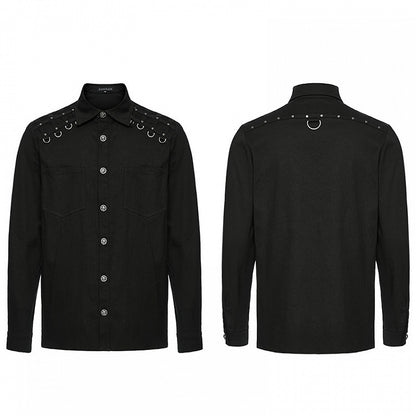 Shirt Punk Men's Black Handsome