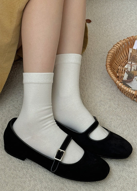 White/Light Grey/Dark Grey/Dark Red/Black Cotton Calf Socks