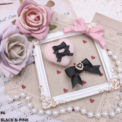 Jirai Plush Heart 10 Options Kei Color Bowknot Hairclips