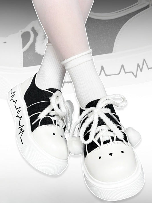 with Shoes Canvas Kitty Platform Strap Dual System Black Themed