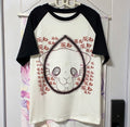 Crew Cotton Kitty Black Dizzy White T-shirt Neck with Print