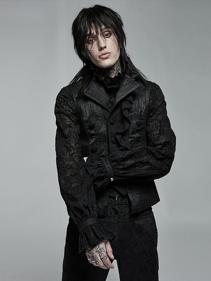 Vest Men's Black Jacquard Noble Gothic